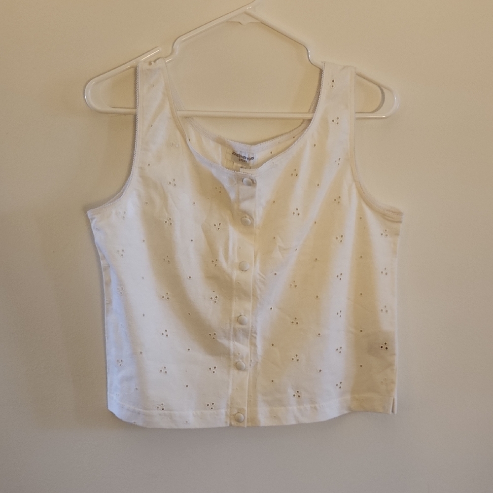Jones New York Sport White Eyelet Top